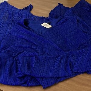 Torrid Royal Blue Lace Hanky Hem Sleeveless Skater Dress